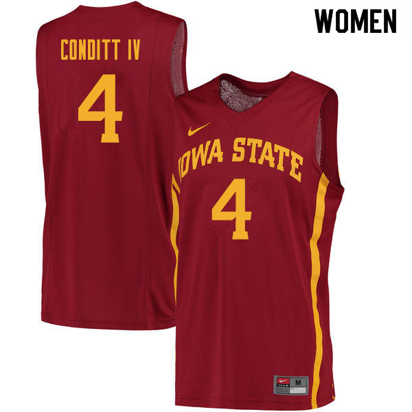 Women #4 George Conditt IV Iowa State Cyclones College Basketball Jerseys Sale-Cardinal